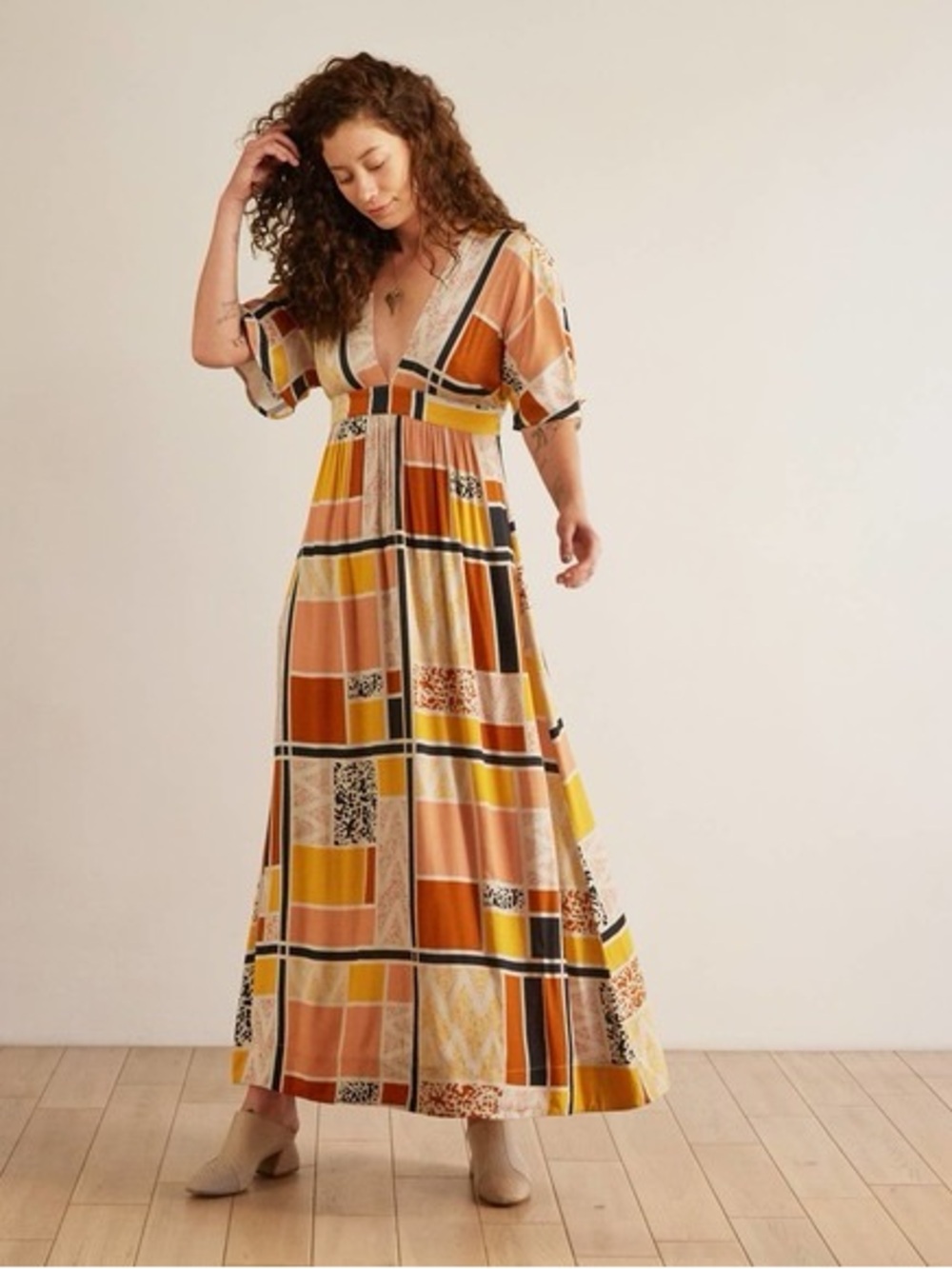 The Odells Sienna Geo Print Maxi Dress - Size Large